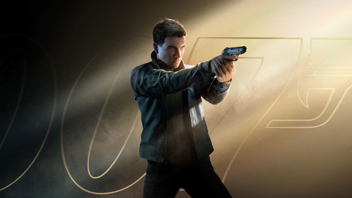 James Bond apunta su arma sobre el emblema 007 en el key art oficial de First Light
