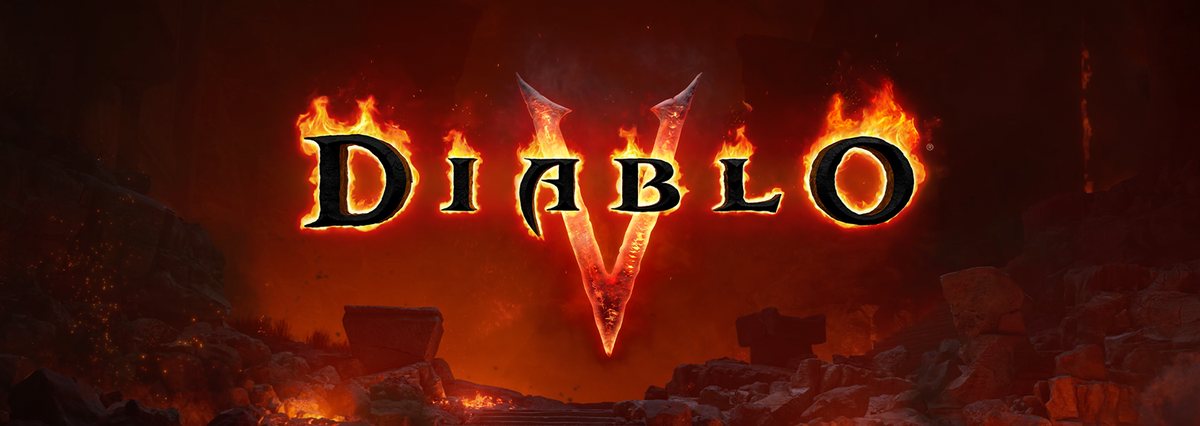 El logotipo de Diablo V arde sobre las ruinas de Santuario