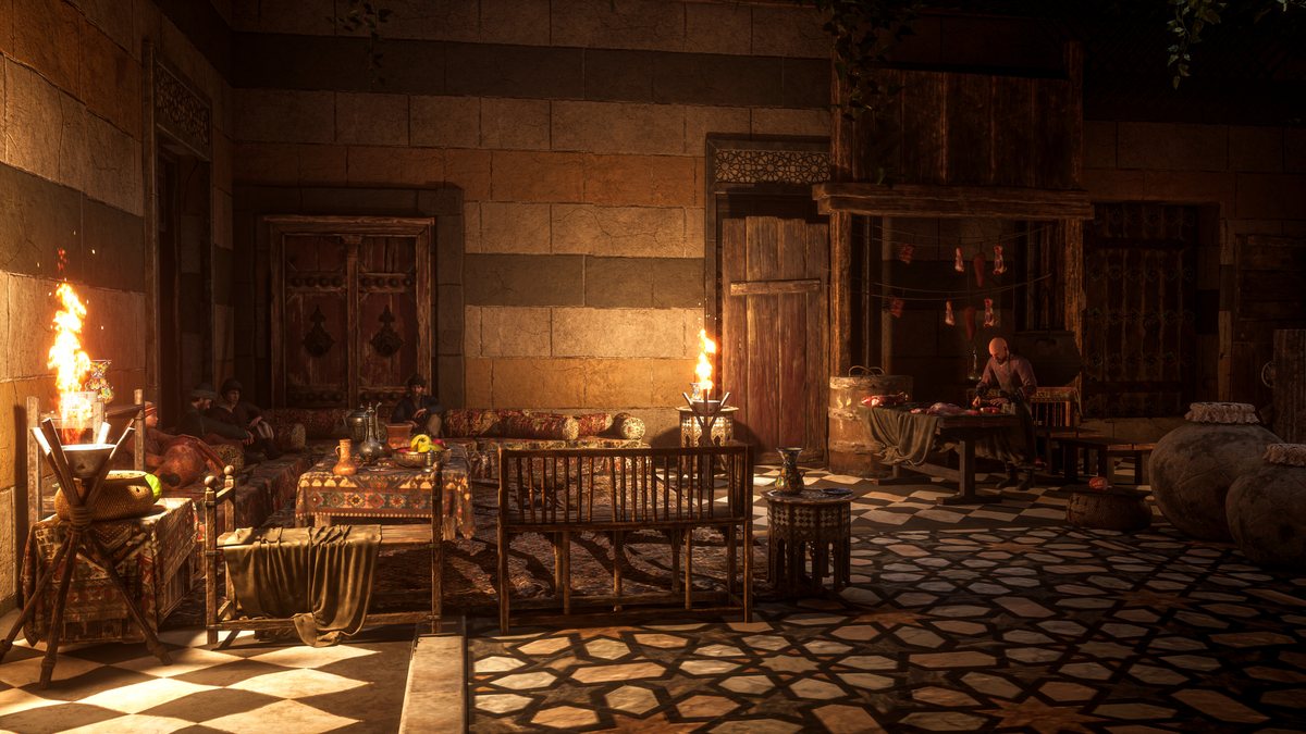 Interior iluminado por braseros en un edificio de Ertugrul of Ulukayin