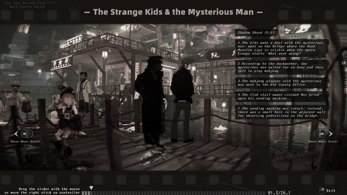 Lucas aparece en un distrito iluminado con neón durante una investigación de Kill The Shadow