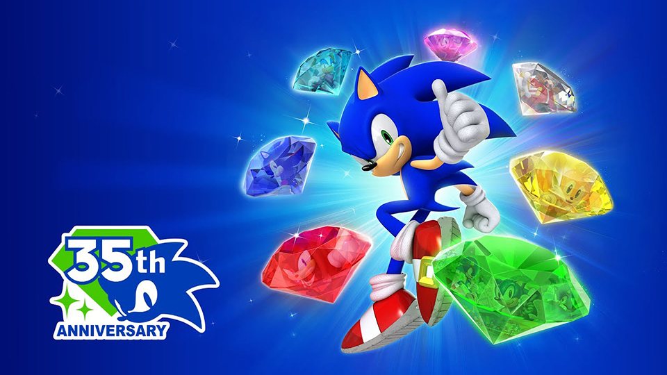 Sonic aparece junto a las Chaos Emeralds en una imagen oficial del 35 aniversario
