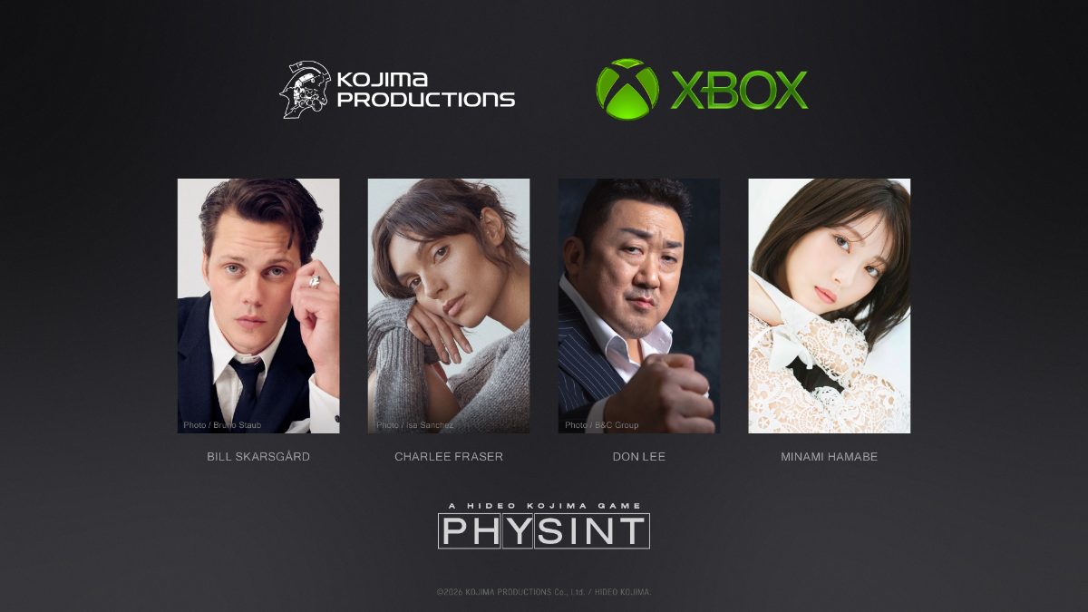 Póster de PHYSINT con Bill Skarsgård y los logotipos de Xbox Game Studios y Kojima Productions